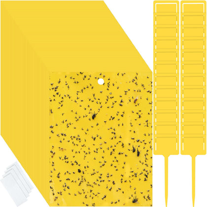 Qualirey yellow dual-side gnat traps attract garden pests.
