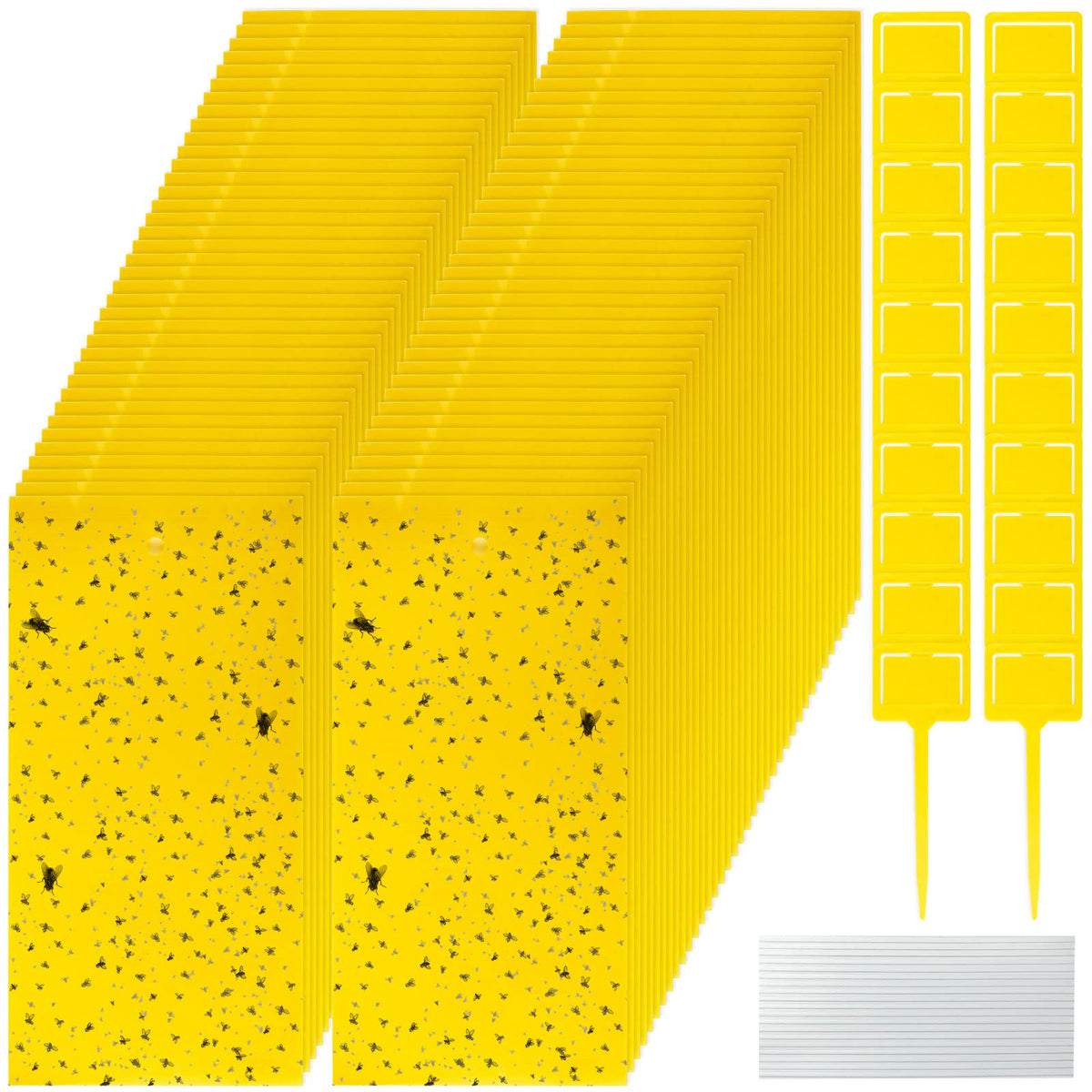 Qualirey yellow sticky trap captures gnats on indoor plants