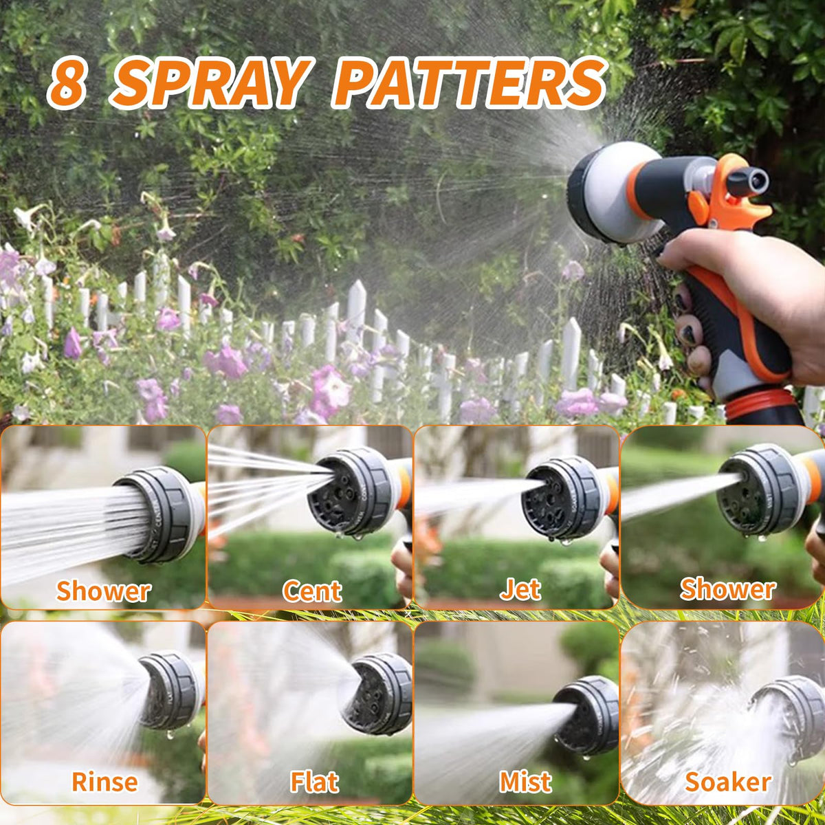Qualory garden hose nozzle sprayer cone spray for even irrigation