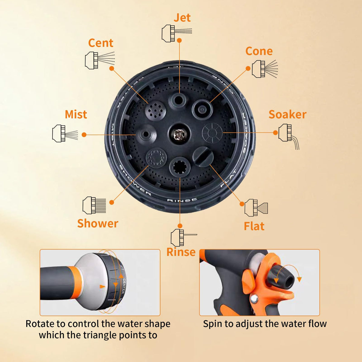 Qualory garden hose nozzle sprayer soaker setting for delicate watering