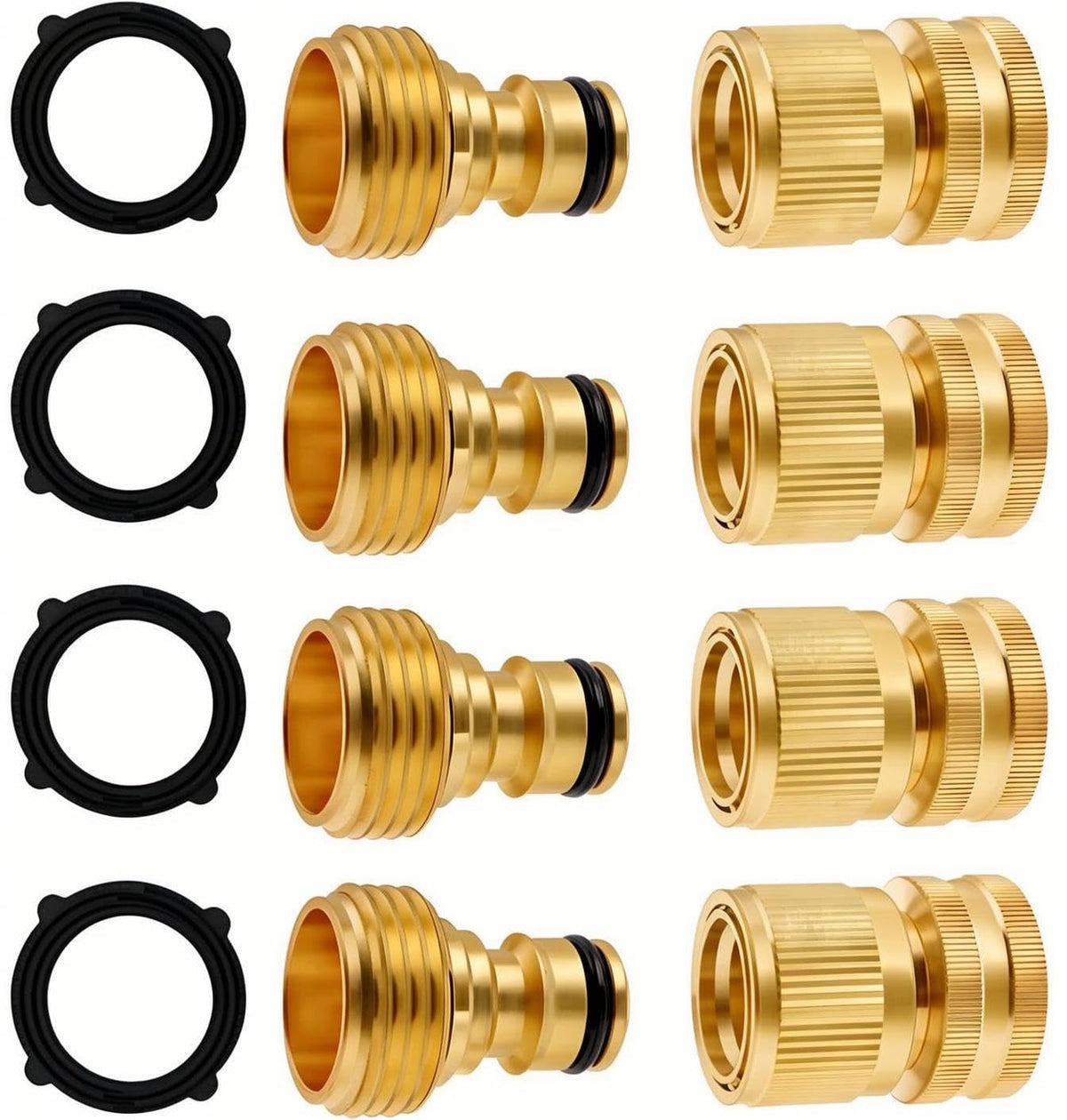Qualory garden hose quick connector showing easy-to-use brass fitting for fast setup