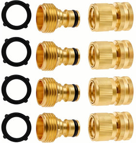 Qualory garden hose quick connector showing easy-to-use brass fitting for fast setup
