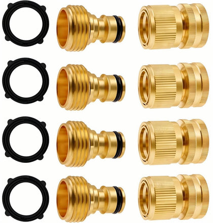 Qualory garden hose quick connector showing easy-to-use brass fitting for fast setup