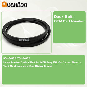 Quanaoo 954-04062 belt packaging with part numbers