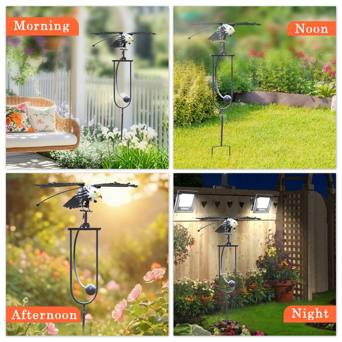Quanqiuyi 39-inch owl stake creates a striking garden focal point.