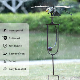 Quanqiuyi iron owl wind spinner withstands weather for lasting beauty.