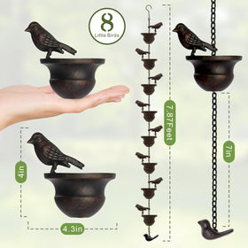 Quanqiuyi outdoor rain chain is easy to install with a pre-attached hook