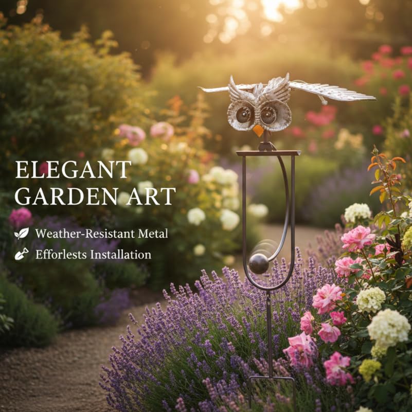 Quanqiuyi painted owl adds vintage charm while weather-resistant for outdoors.