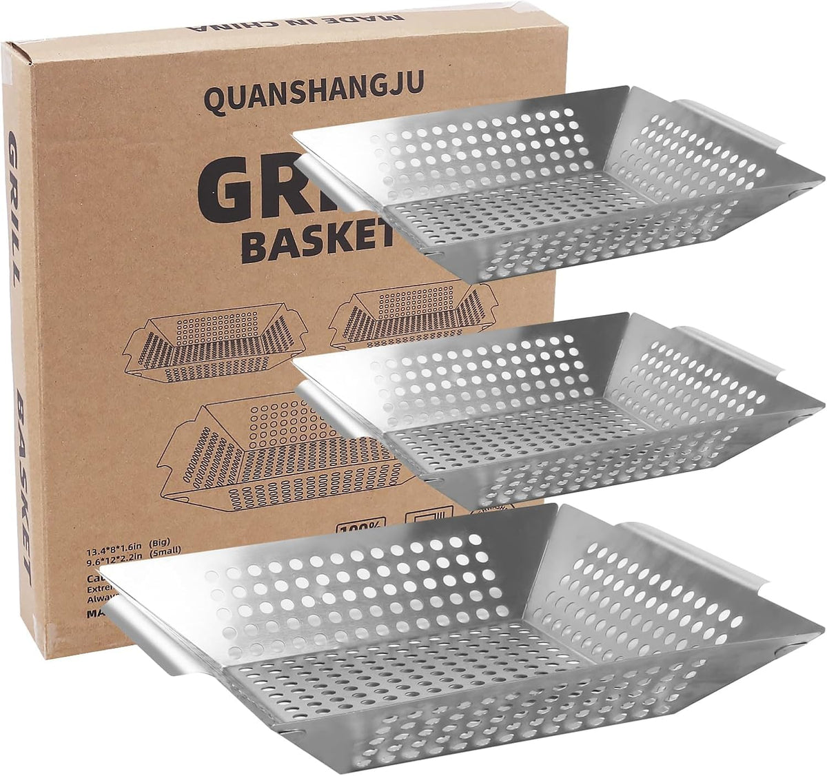 QUANSHANGJU large basket top view showing roomy veggie cooking space