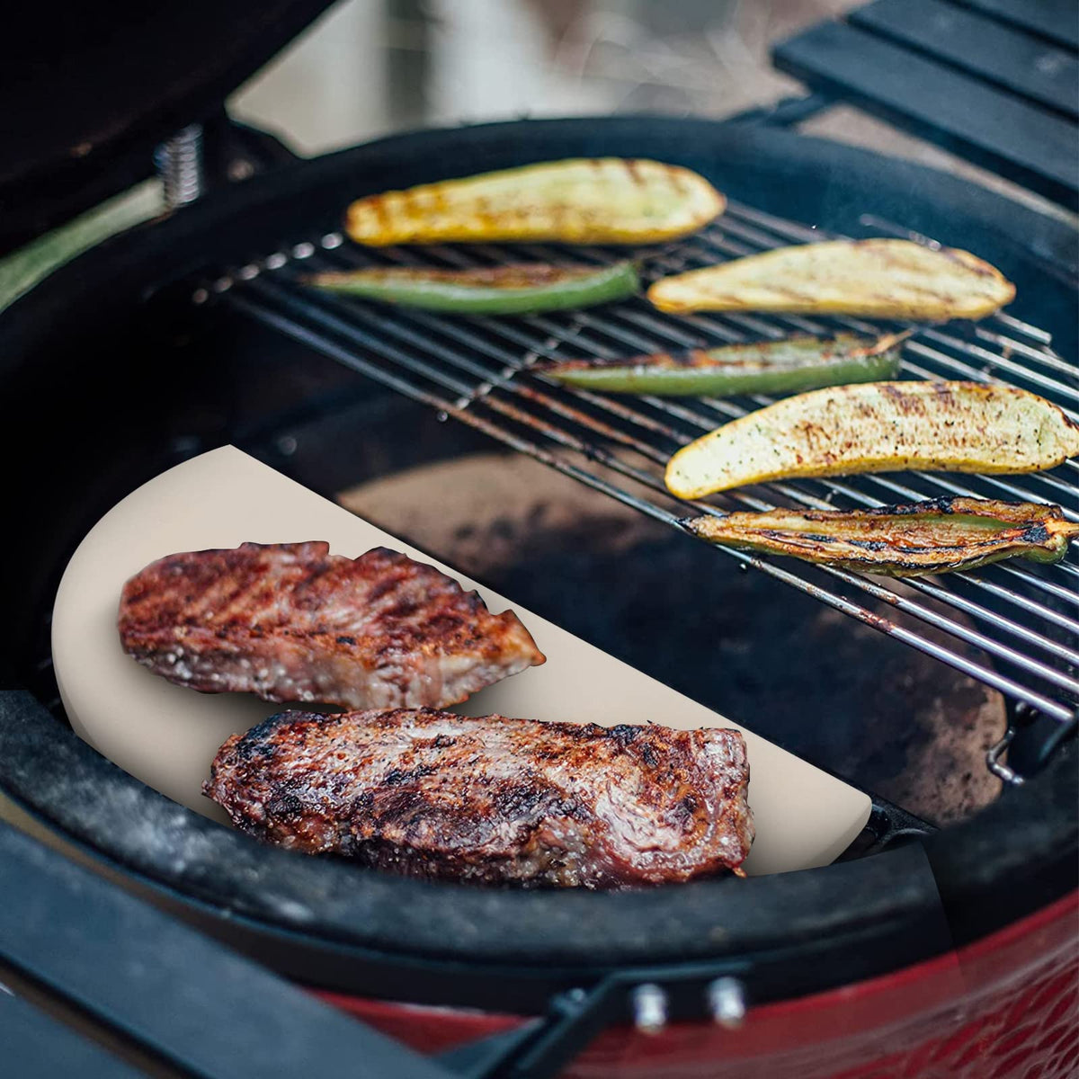 Quantfire Half-Moon plates help pizza bake with crisp crust and even toppings