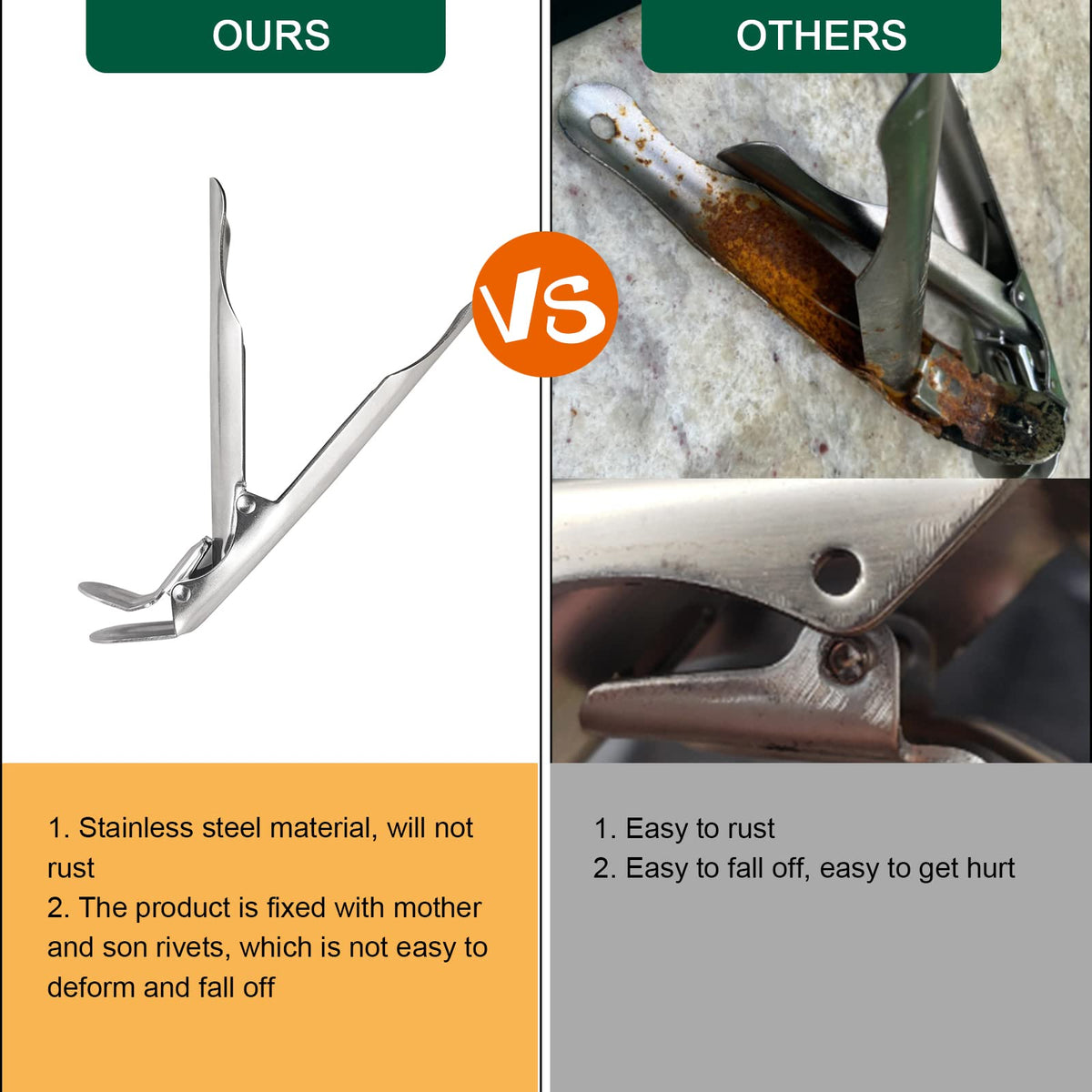 Quantfire kamado joe compatible grate lifter keeps hands away from heat while moving grates.