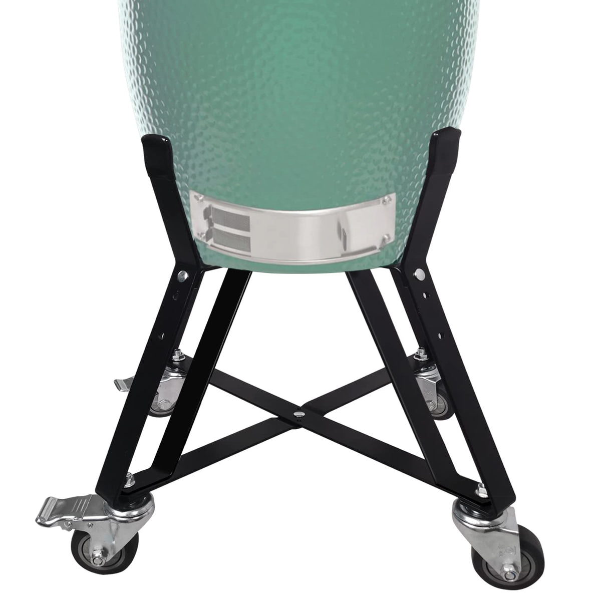 Quantfire powder-coated steel rolling cart ready for outdoor grilling