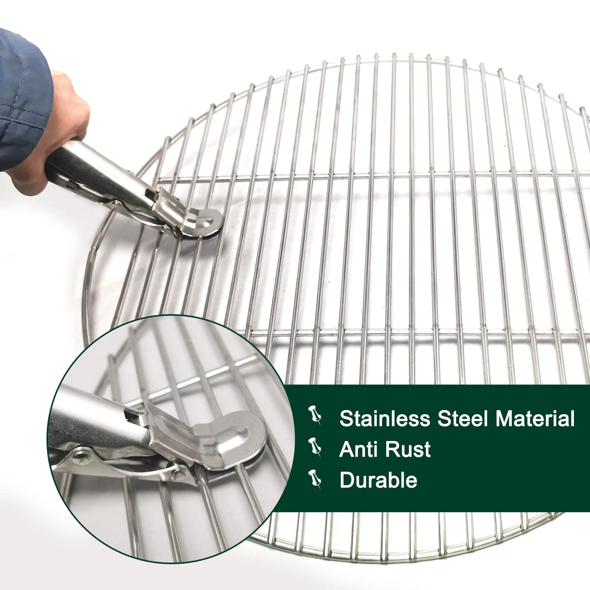 Quantfire stainless steel grate grabber helps you handle hot grill surfaces without burns.