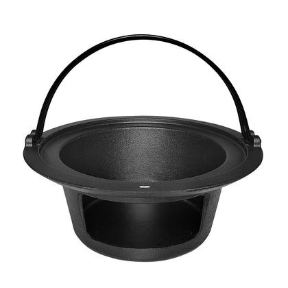 Quantfire upgrade cast iron ash can with handle for easy one handed removal