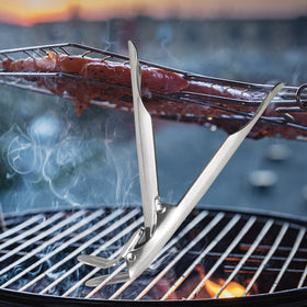 Quantfire weber grate lifter tool simplifies safe removal and repositioning on charcoal grills.