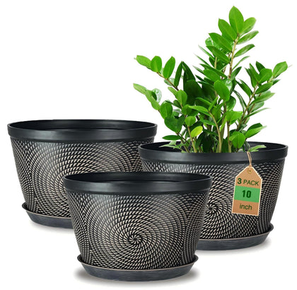 Quarut 10 inch brown pot with saucer for spill free indoor plant care