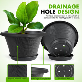 Quarut 12-inch pot showing drainage holes for healthy roots.