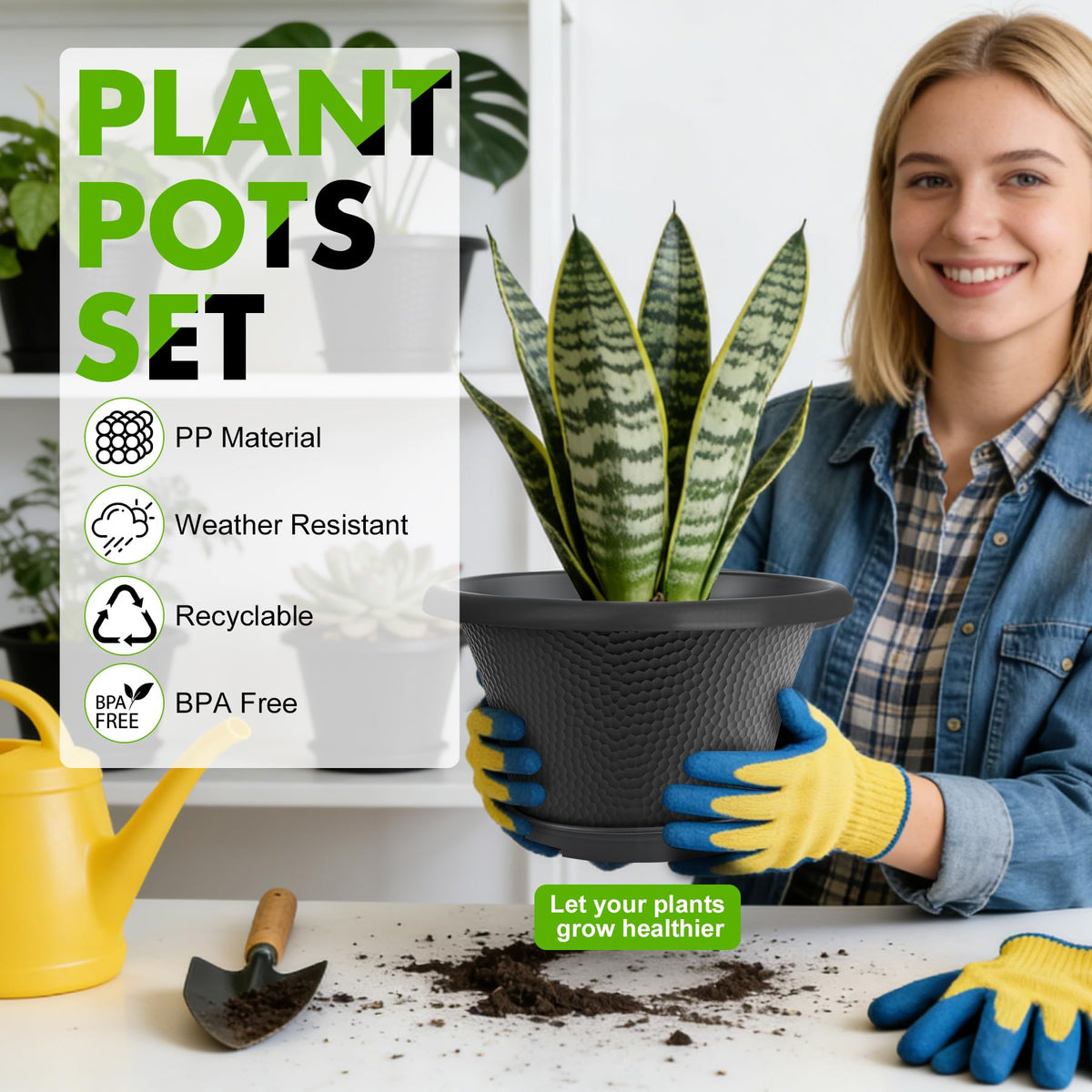 Quarut 12-inch pot with matching saucer, ideal for surface protection.