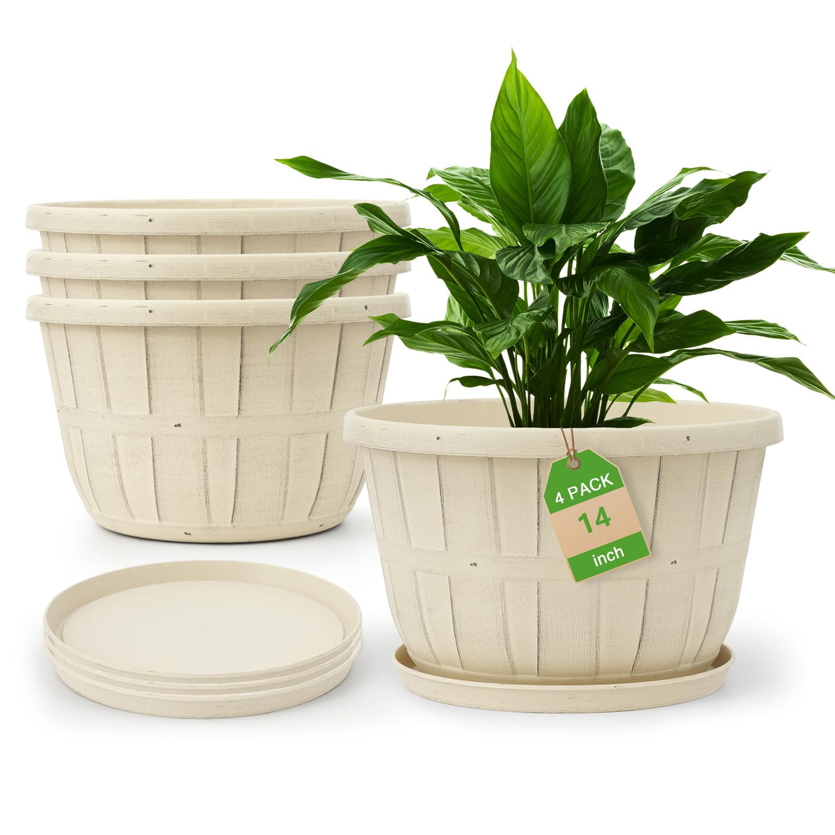 Quarut 14-inch plastic flower pot with drainage holes for healthy indoor plants