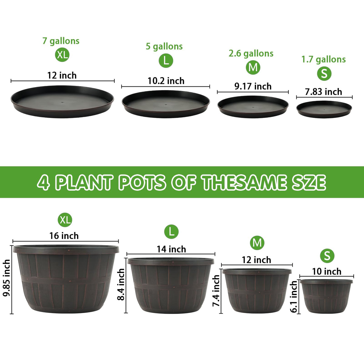Quarut 14-inch pot with saucer included for mess-free watering