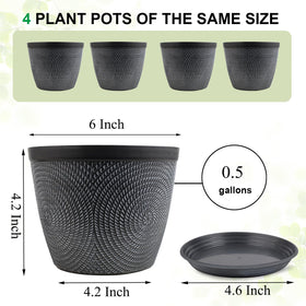 Quarut four pack of 6 inch planters for cohesive garden styling.