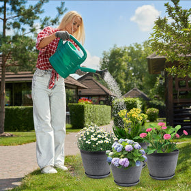 Quarut weather resistant plastic pot designed for outdoor durability.