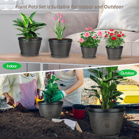 Quarut brown 10 inch pot with plant enhances stylish home spaces
