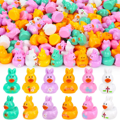 QAUYETM Easter duck with bunny ears, ideal as cake toppers for celebrations