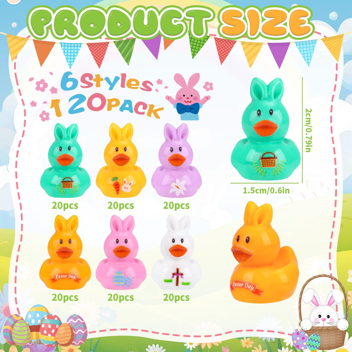 QAUYETM resin duck featuring eggs and baskets, great for party decor