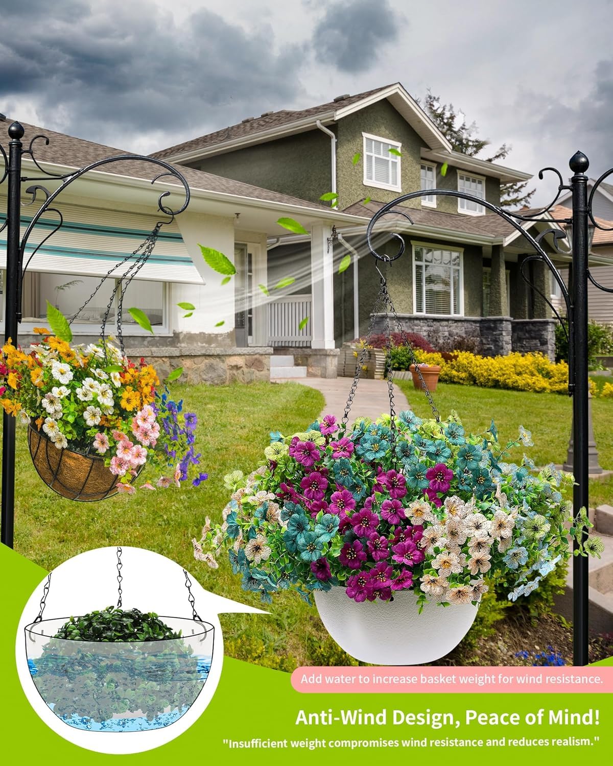 Qubigko hanging chain detail sturdy metal long-lasting garden installation