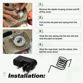 Quctaki starter assembly guide image showing pawl and spring installation