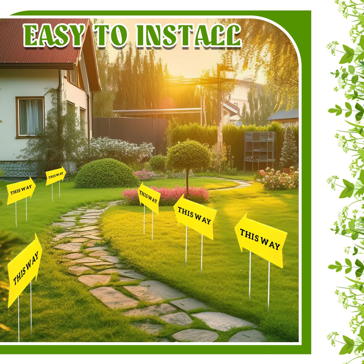 Queekay garage sale and party signs brighten yard directions