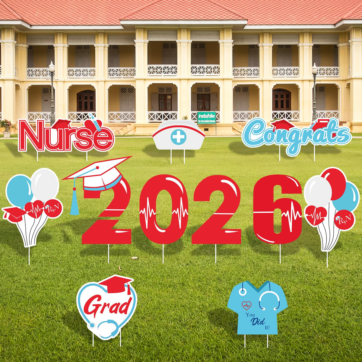 Quera nurse clothes yard sign with nurse uniform motif for festive vibes.