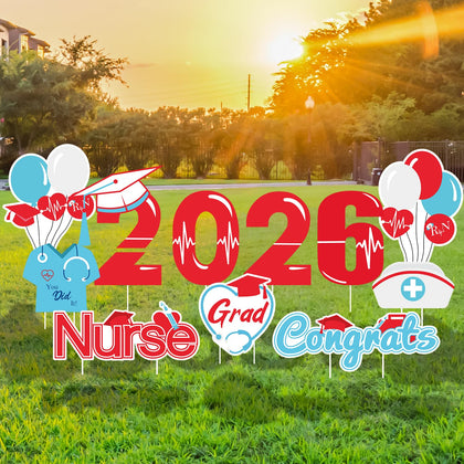 Quera nurse graduation yard sign, 14 pieces, ideal for outdoor celebration decor.