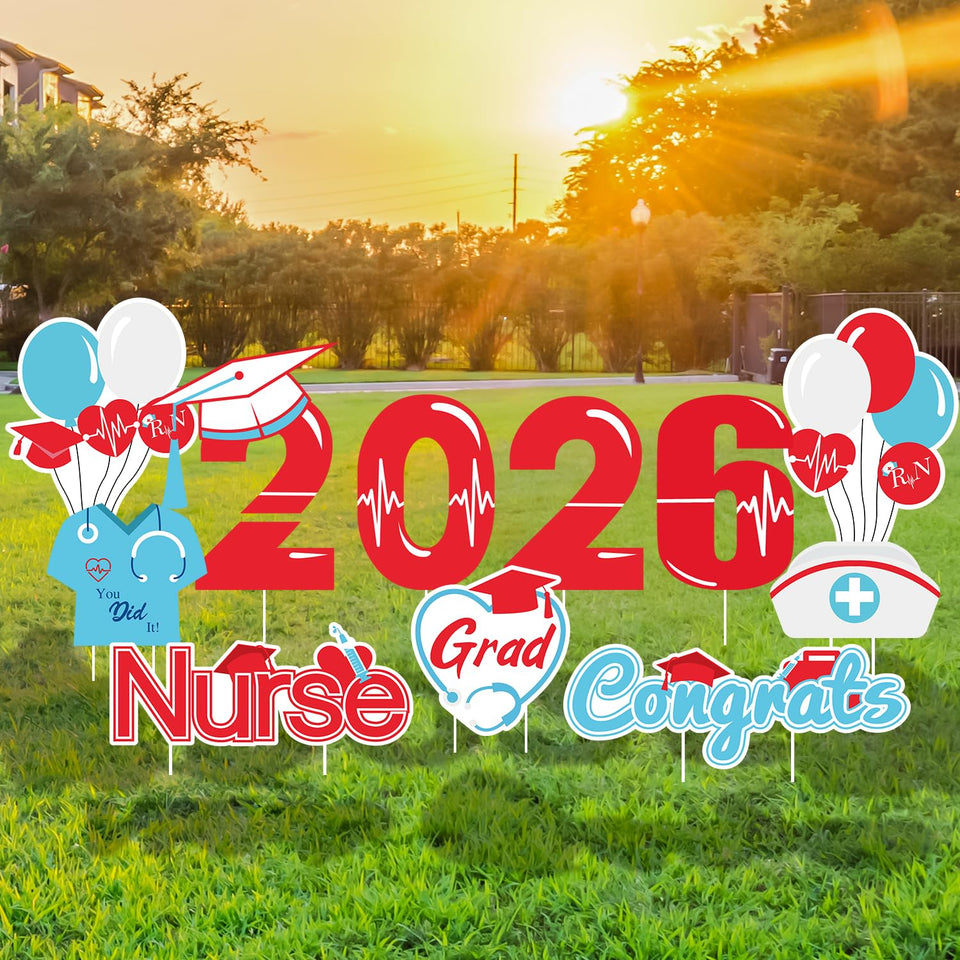 Quera nurse graduation yard sign, 14 pieces, ideal for outdoor celebration decor.