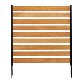 Quewoll wood fence screen front view showing privacy panel with airflow-friendly slats
