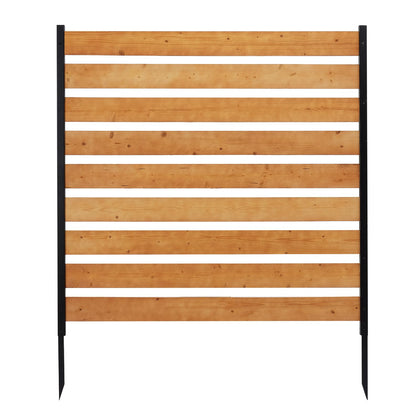 Quewoll wood fence screen front view showing privacy panel with airflow-friendly slats