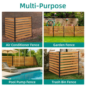 Quewoll wood fence screen assembled in an L-shape offers flexible yard privacy
