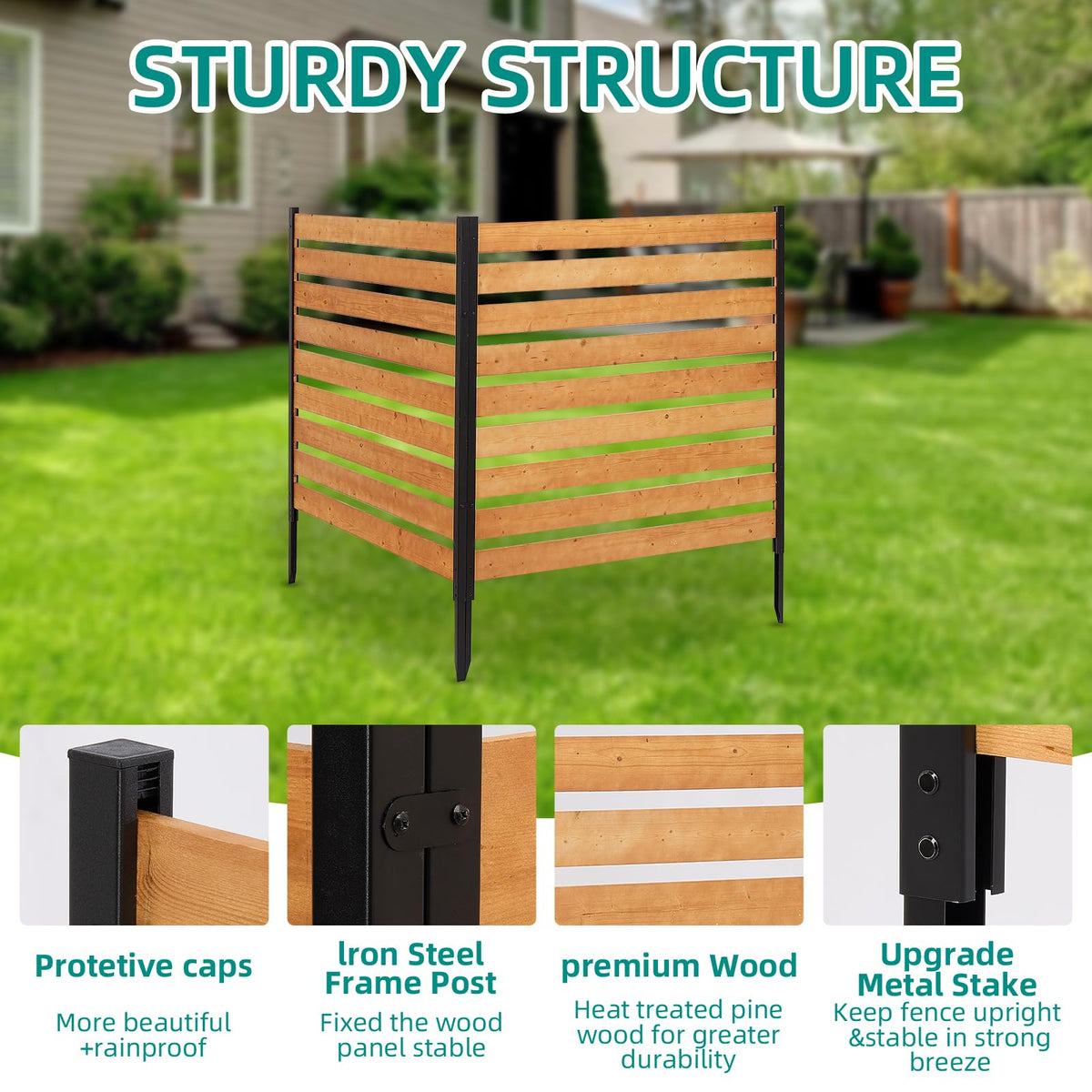 Quewoll fence panel detail highlights natural wood grain and knots for a warm outdoor look