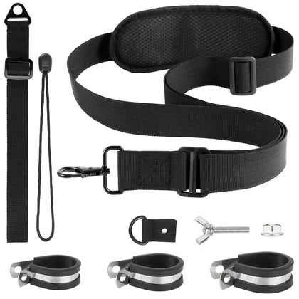 QUFA universal trimmer strap clip provides secure support during extended yard work.