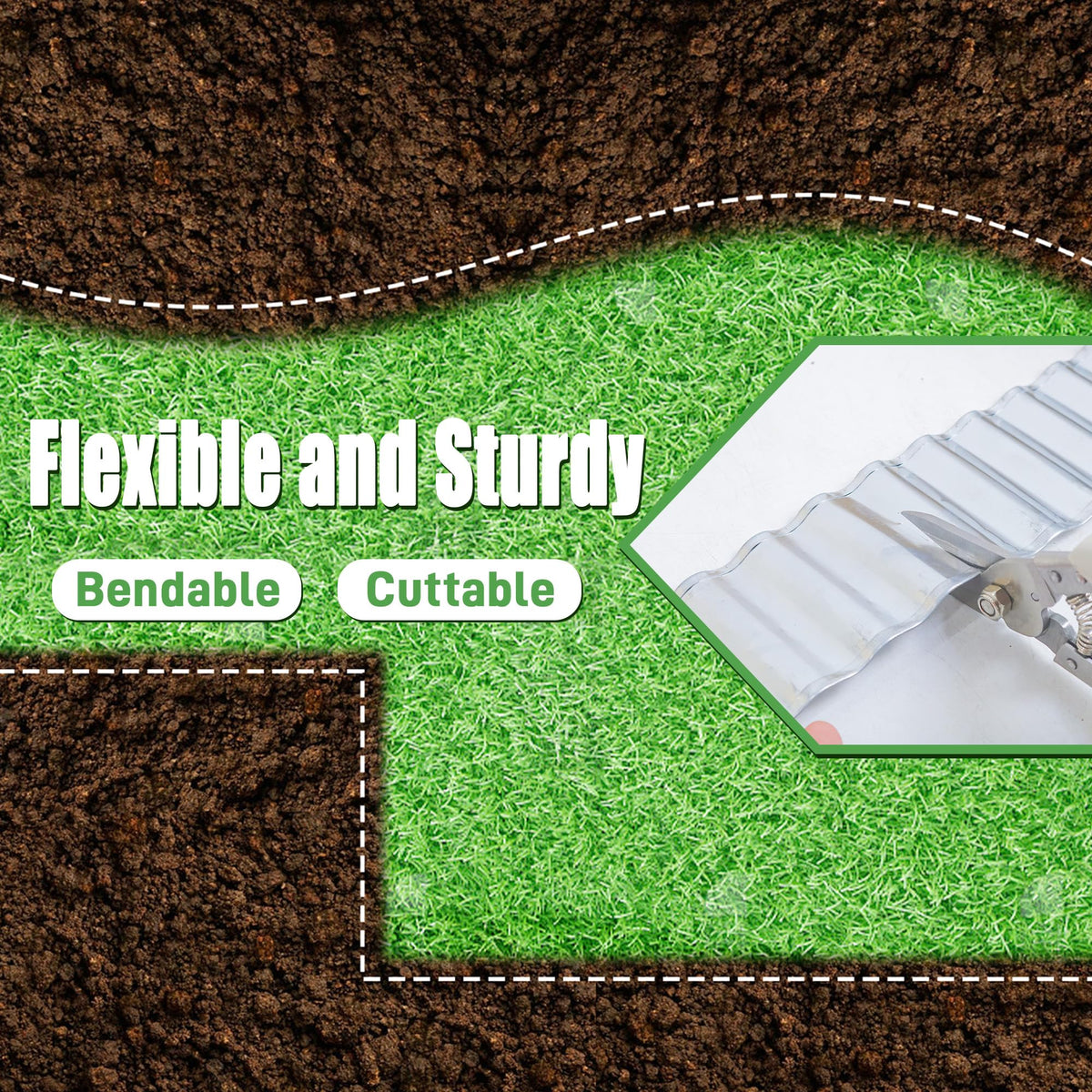 Lawn with Quibbay edging marking a clean curved border