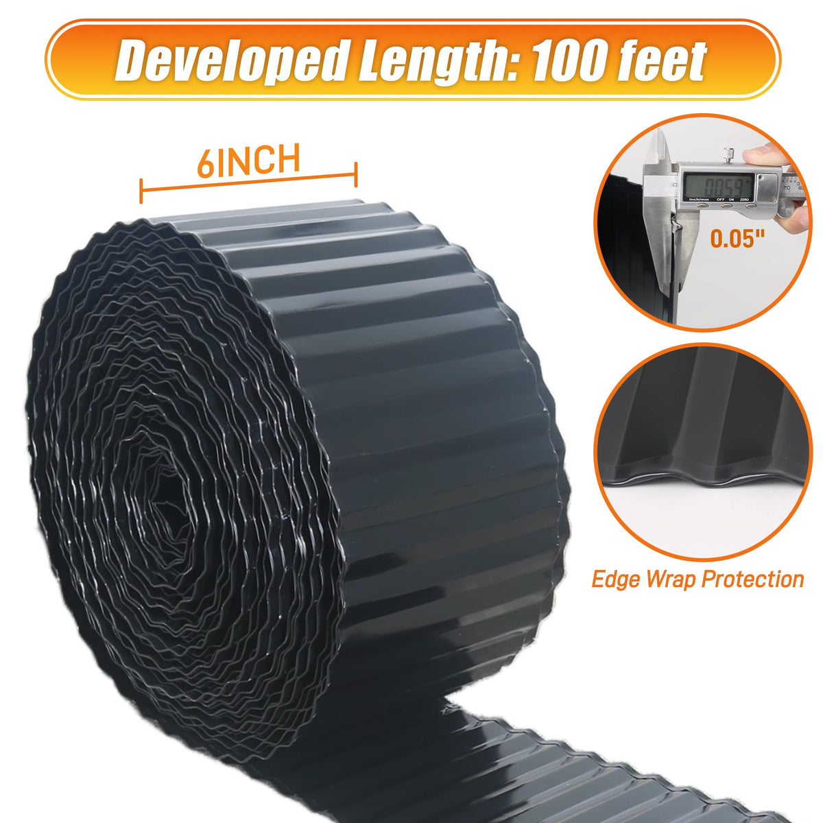 Quibbay corrugated metal edging in silver highlights flexible 6in border for curved beds.