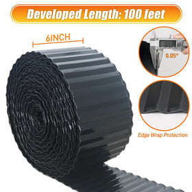 Quibbay corrugated metal edging in silver highlights flexible 6in border for curved beds.
