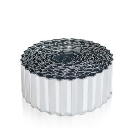 Quibbay metal corrugated edging in silver creates a durable garden border along a 50-foot length