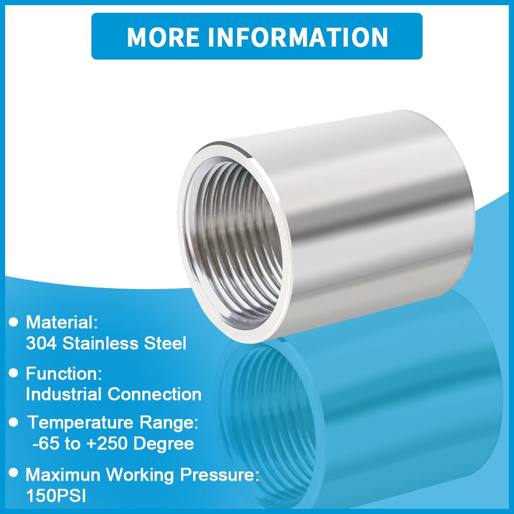 Quickun 304 stainless steel pipe coupling side profile demonstrates compact design.