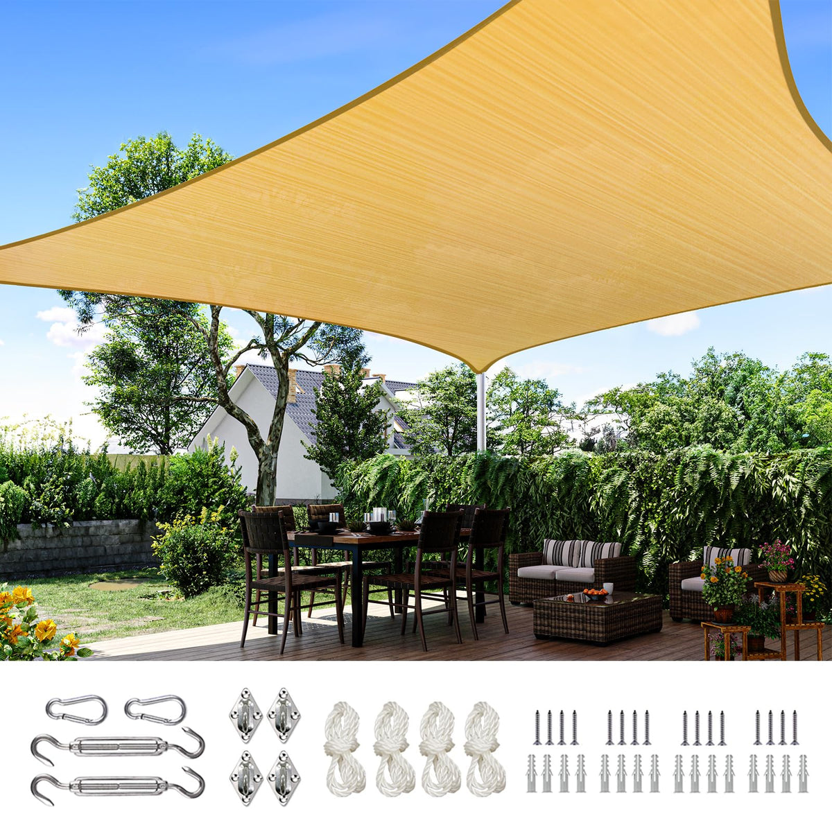 Quictent 20x26ft sun shade sail assembled covers patio with cooling shade