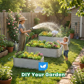 Quictent bed full-assembly-ready setup fits patios and backyards for vegetables.