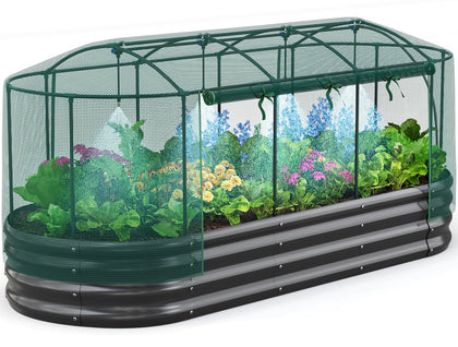 Quictent galvanized raised bed with self-watering system for efficient gardening.