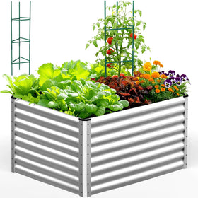 Quictent galvanized raised garden bed, side view showing durable outdoor construction.