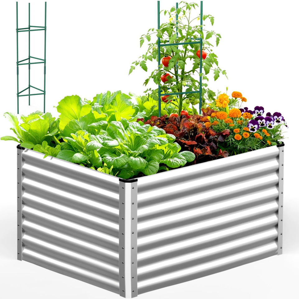 Quictent galvanized raised garden bed, side view showing durable outdoor construction.